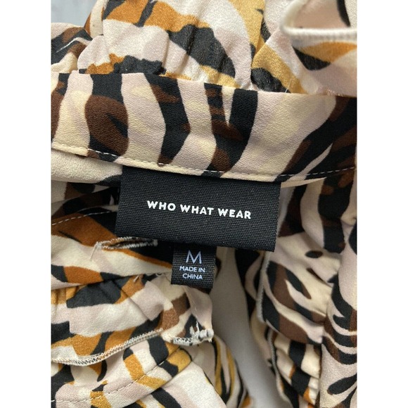 WHO WHAT WEAR Animal Print Top With Collar Size Medium - Picture 4 of 4